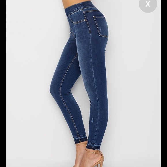 spanx distressed denim leggings black